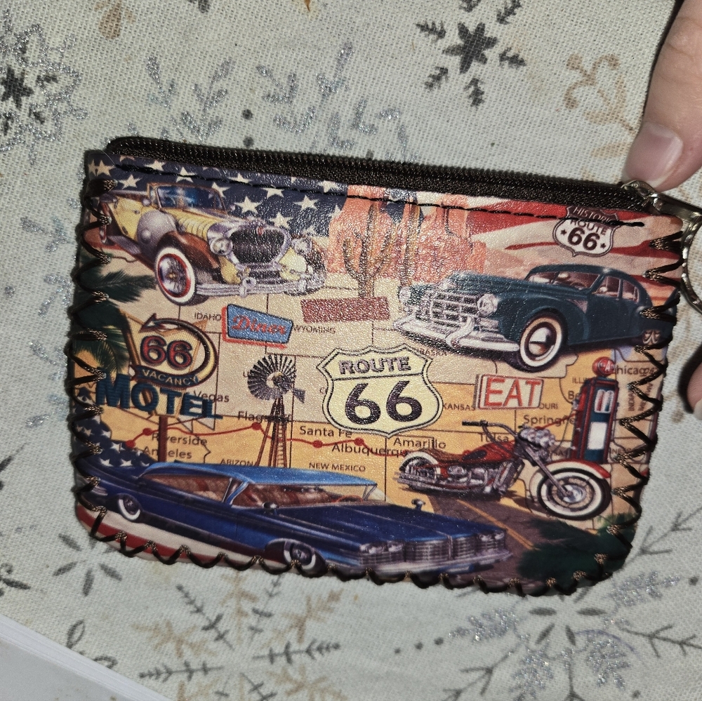 Vintage Looking Route 66 Themed Coin Purse